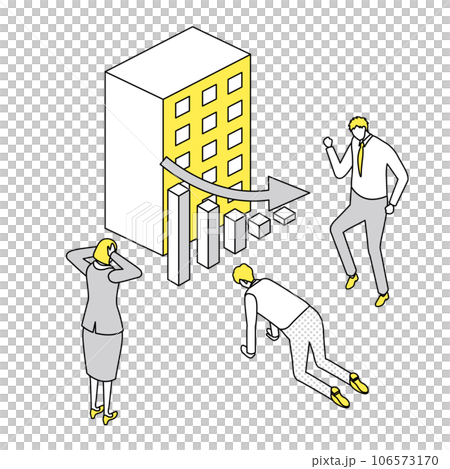 Isometric_Simple_Businessmen sad because their company's performance is down Isometric_Simple_Businessmen sad because their company's performance is down 106573170