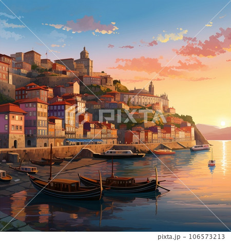 Breathtaking View of Porto at Sunset 106573213