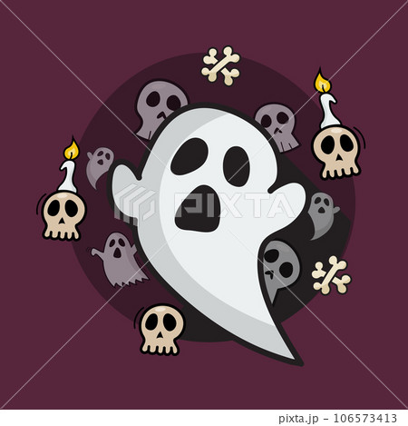 Spooky ghosts doodle style 106573413