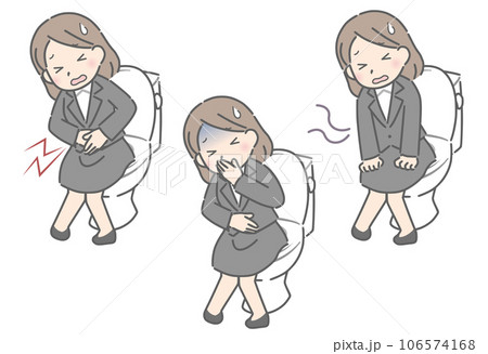 トイレで苦しむ若い女性（スーツ） 106574168