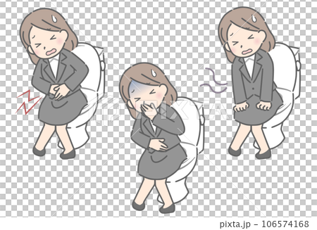 トイレで苦しむ若い女性（スーツ） 106574168