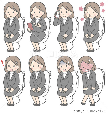 便座に座る若い女性の色々な表情（スーツ） 106574172