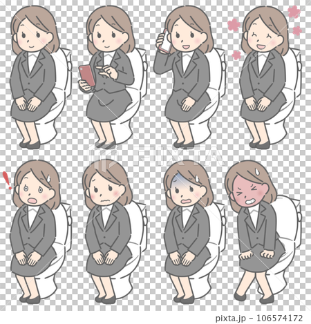 便座に座る若い女性の色々な表情（スーツ） 106574172