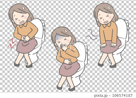 トイレで苦しむ若い女性（私服） 106574187