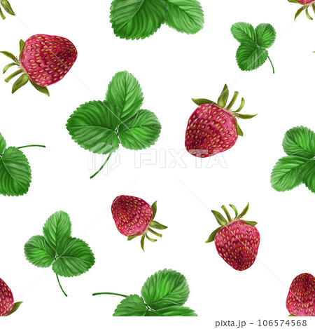 A pattern of red strawberries on a white background. For fabric, textiles, wrapping paper, stationery. 106574568