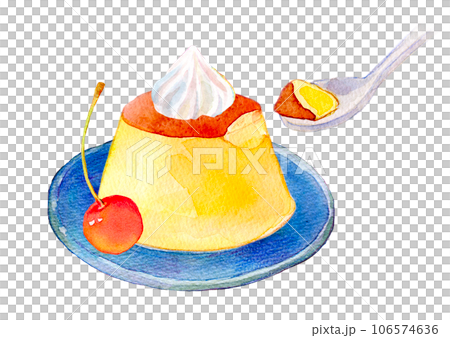 水彩插圖蛋奶布丁 水彩插圖蛋奶布丁 106574636