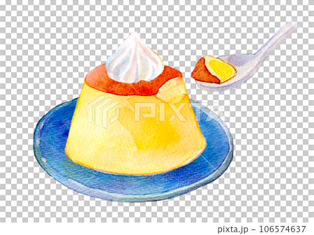 水彩插圖蛋奶布丁 水彩插圖蛋奶布丁 106574637
