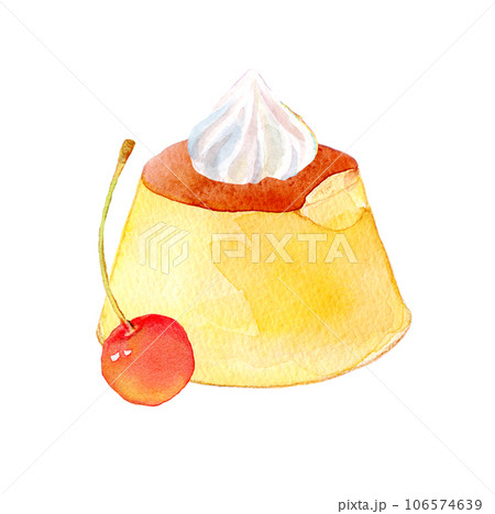 水彩イラスト　カスタードプリン 106574639