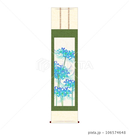 青い彼岸花の掛け軸 106574648