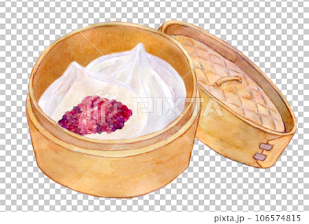 水彩插圖 蒸籠裡的饅頭 106574815
