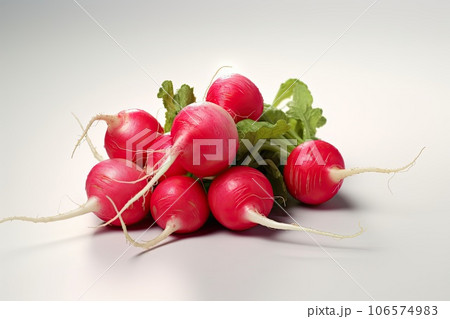 Radishes photo realistic illustration - Generative AI. 106574983