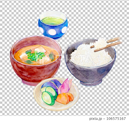 水彩イラスト 和食のセットメニュー 水彩イラスト 和食のセットメニュー 106575167