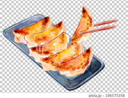 Watercolor illustration Hot grilled gyoza 106575356