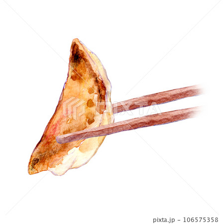 水彩イラスト　あつあつの焼きぎょうざ 106575358