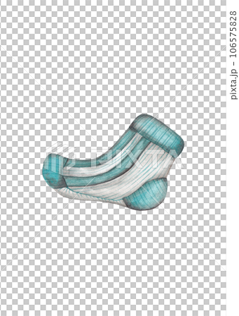 Striped wool sock. Watercolor isolated illustration Striped wool sock. Watercolor isolated illustration 106575828