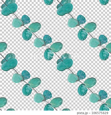 Eucalyptus branches. Mint color. Watercolor seamless pattern Eucalyptus branches. Mint color. Watercolor seamless pattern 106575829