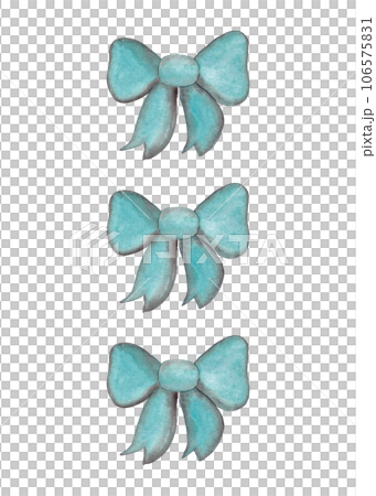 Mint color bows. Set of three bows. Watercolor isolated illustration Mint color bows. Set of three bows. Watercolor isolated illustration 106575831