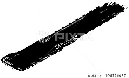 Isometric rectangular design element silhouette in tech style isolated on white. Long tech plate with copy space. Vector clipart. 106576077