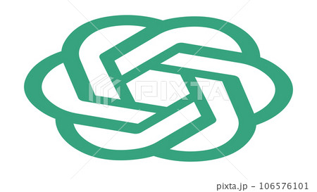 Isometric ChatGPT artificial intelligence program logo, OpenAI company, isolated on white background. 106576101