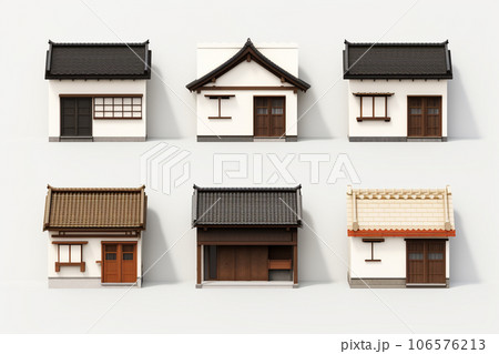 日本の古民家と茅葺き屋根（3Dピクト） 106576213