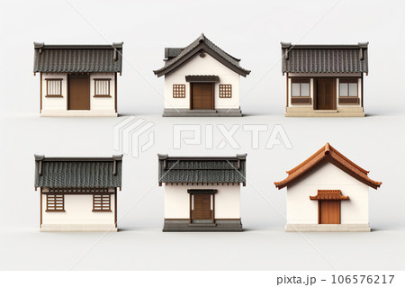 日本の古民家と茅葺き屋根（3Dピクト） 106576217