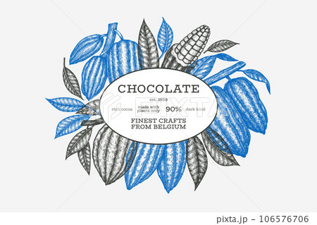 Cocoa Banner Template. Chocolate Retro Cocoa Beans Background. Vector Vintage Style Hand Drawn Illustration. 106576706