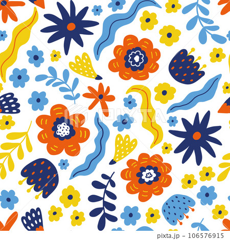 Seamless pattern with abstract flowers. Creative floral surface design. Vector design for paper, cover, fabric interior decor Seamless pattern with abstract flowers. Creative floral surface design. Vector design for paper, cover, fabric interior decor 106576915