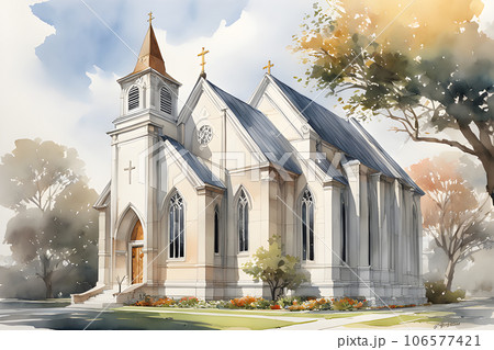 church highly detailed uhd drawing pen and ink 106577421