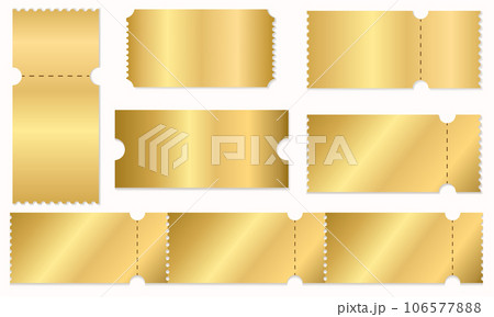blank golden coupon or ticket set. Golden sticker discount. Vector illustration blank golden coupon or ticket set. Golden sticker discount. Vector illustration 106577888