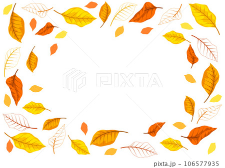 Frame with autumn leaves. Illustration with various foliage. 106577935