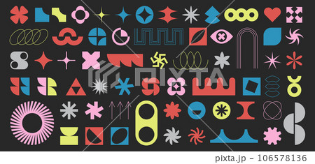 Set of colorful geometric brutalism shape graphic design Set of colorful geometric brutalism shape graphic design 106578136