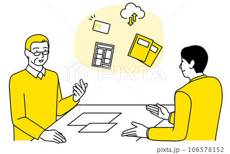 税理士に確定申告の相談をするシニア男性 税理士に確定申告の相談をするシニア男性 106578152