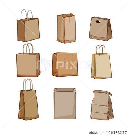 paper lunch bag set cartoon vector illustration 106578257