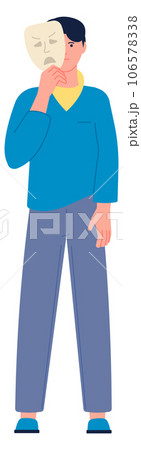 Man changing face. Social mask. Hidden depression 106578338