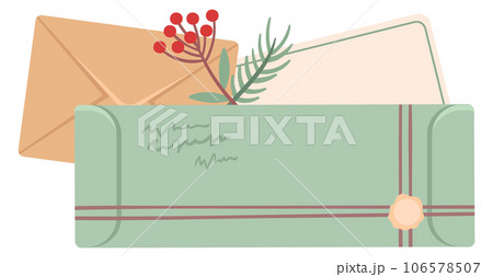 Handmade envelopes. Cute vintage postal packages icon Handmade envelopes. Cute vintage postal packages icon 106578507
