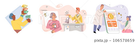 Cashless payment. Vector illustration. Wireless payment systems eliminate need for swiping or inserting cards at payment terminals Many countries are working towards creating cashless society 106578659