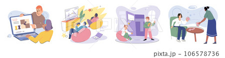 Game together. Family fun. Friendship time. Vector illustration. Board games ignite sense of enthusiasm and curiosity in people The laughter and cheerfulness during friends game night simply 106578736