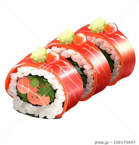 sushi pieces placed between the japanese sushi 106579647