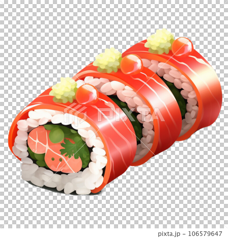 sushi pieces placed between the japanese sushi 106579647