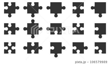 Puzzle pieces set. Jigsaw various shape collection 106579989
