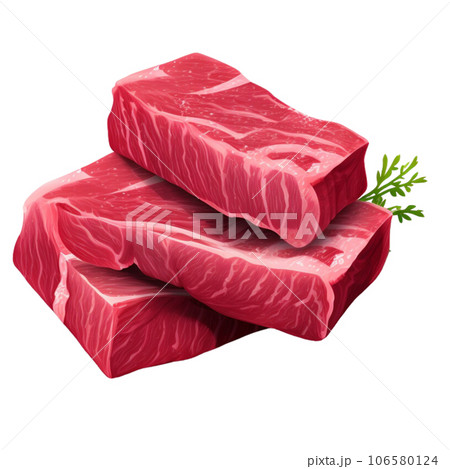 ham slices on white background 106580124