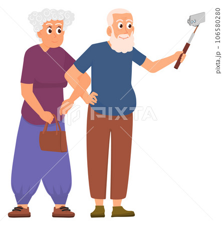 Happy senior couple making selfie. Old people photo 106580280