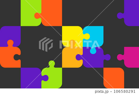 Colorful jigsaw connections. Business solution presentation template 106580291