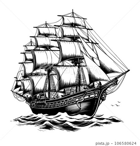 Sailing ship at sea. 106580624