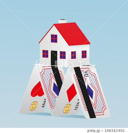 House of cards made from credit cards. 106581402
