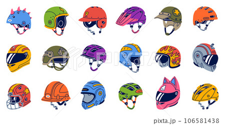 Different Helmet as Gear for Head Protection Vector Set 106581438
