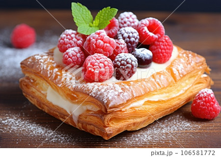 Cubic croissant with raspberry filling 106581772