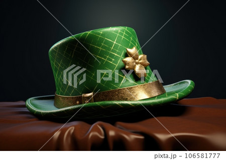 green hat with coins on green grass green hat with coins on green grass 106581777