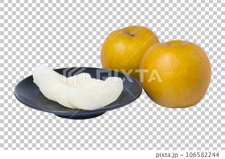 Photo of cut pears with transparent background Akanashi Shinkansen 106582244