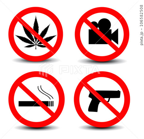 No Smoking, guns, video Sign 106582508